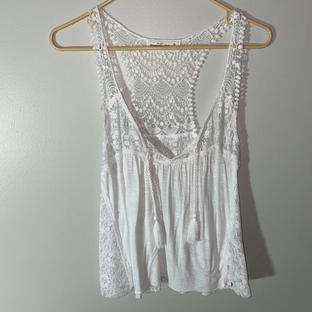 Abercrombie and Fitch White Lace Tank Top